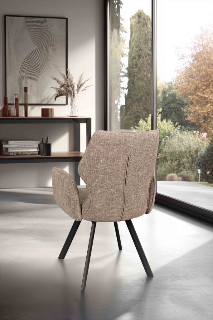 ambiance chaise Juliette pied métal taupe avec accoudoirs arrière - Girardeau