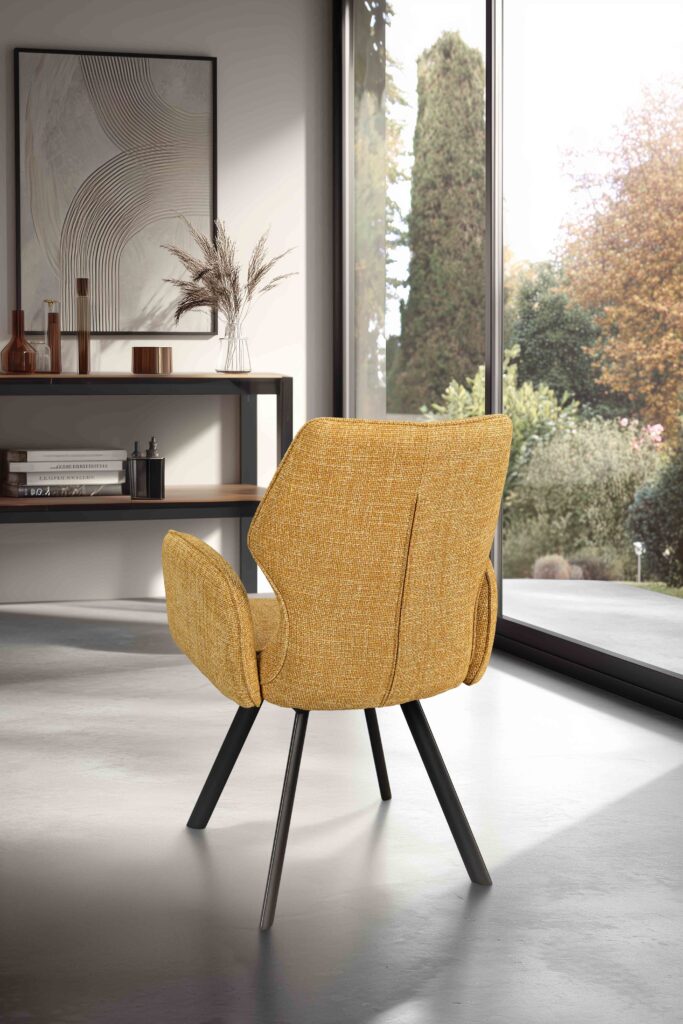 ambiance Chaise Juliette pied métal jaune avec accoudoirs arrière - Girardeau