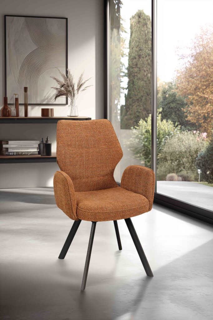 ambiance chaise Juliette pied métal Terracotta avec accoudoirs avant - Girardeau