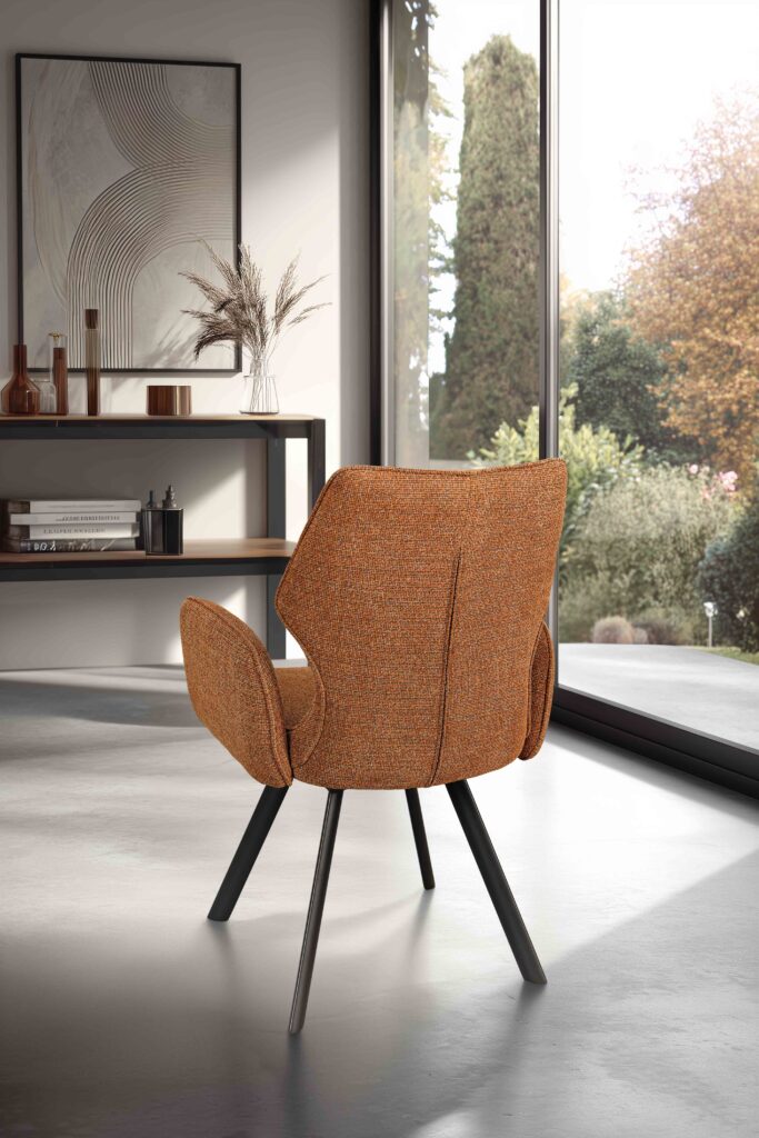 ambiance Chaise Juliette pied métal Terracotta avec accoudoirs arrière - Girardeau