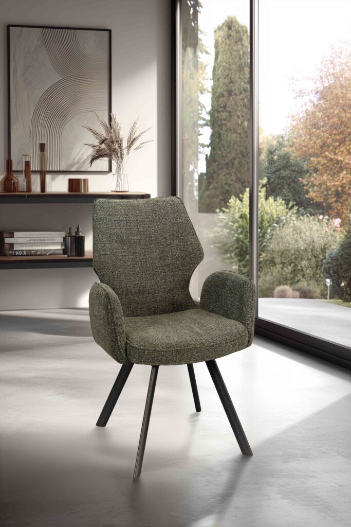 ambiance Chaise Juliette pied métal vert avec accoudoirs avant - Girardeau