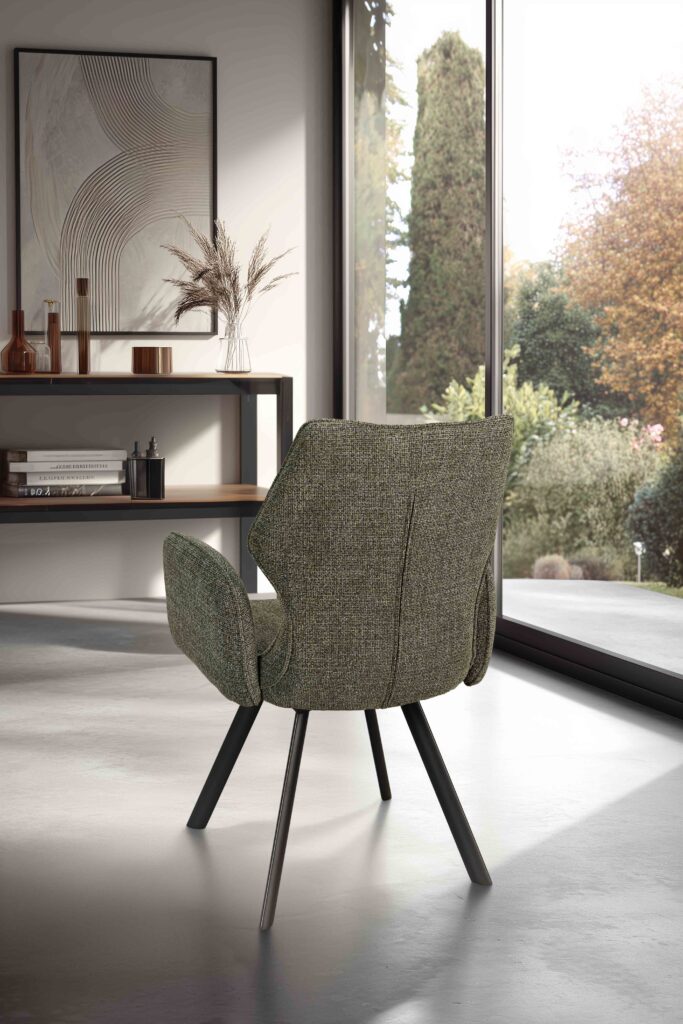 ambiance Chaise Juliette pied métal vert avec accoudoirs arrière - Girardeau