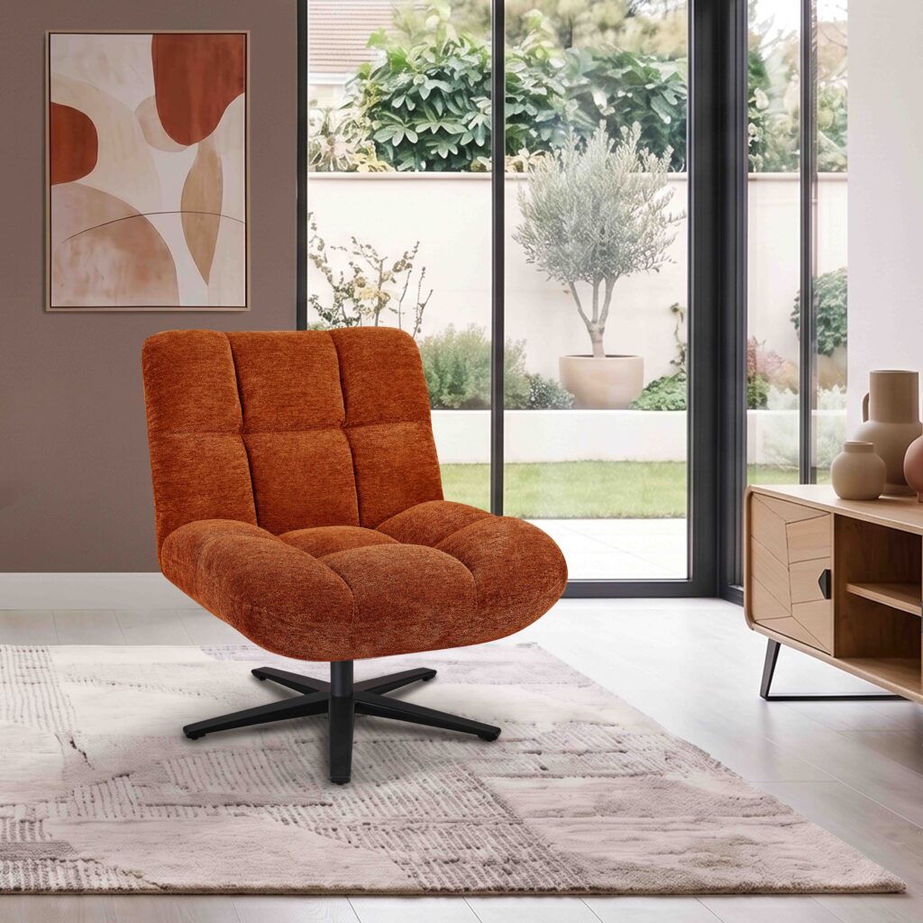 ambiance fauteuil angel'o pied étoile terracotta avant