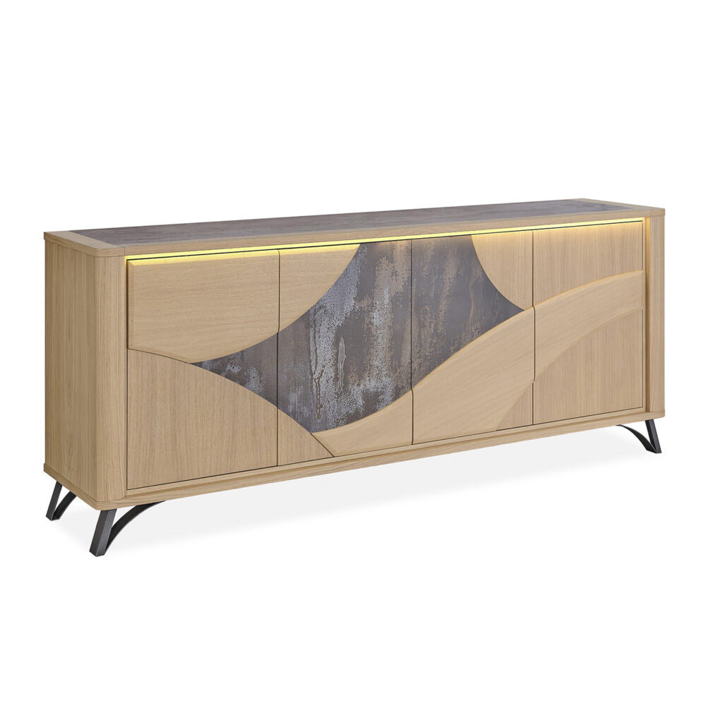Enfilade 4 porte céramique brun panaché