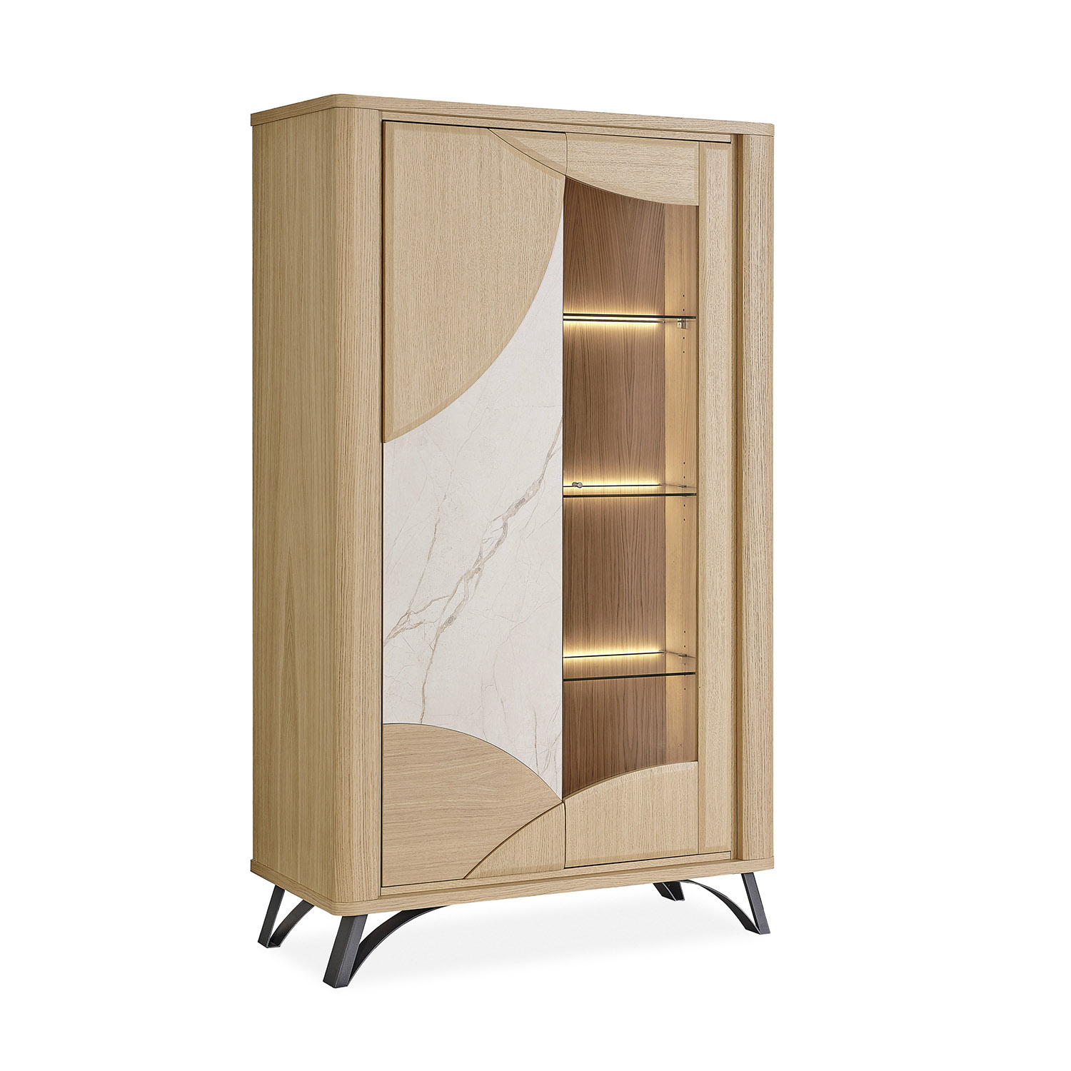 Vitrine 2 portes beige veiné