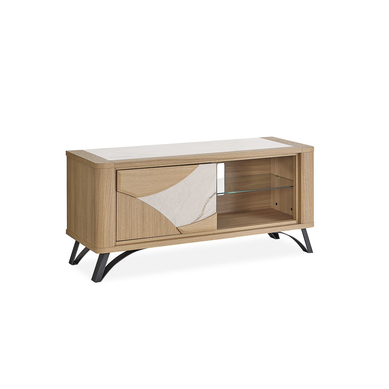 meuble tv 1 porte beige veiné