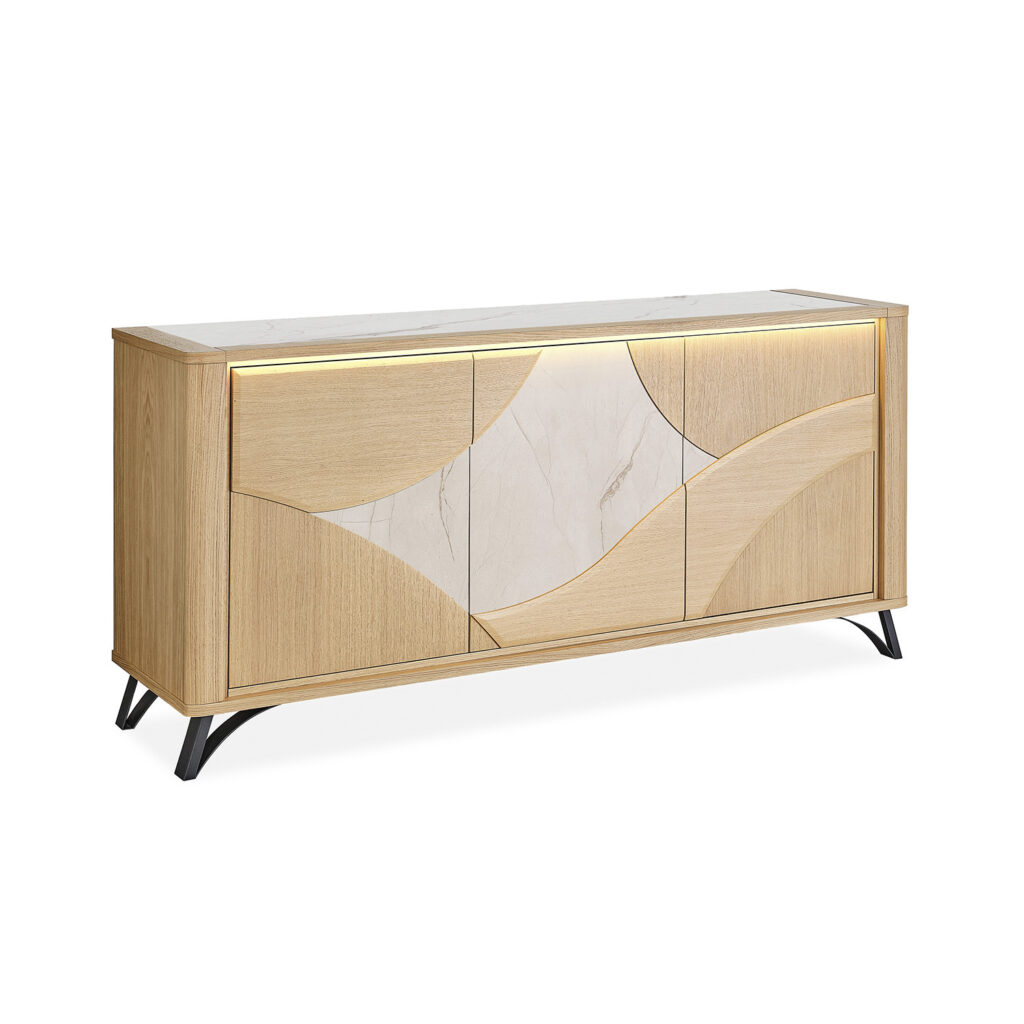 Enfilade 3 portes 2m beige veiné