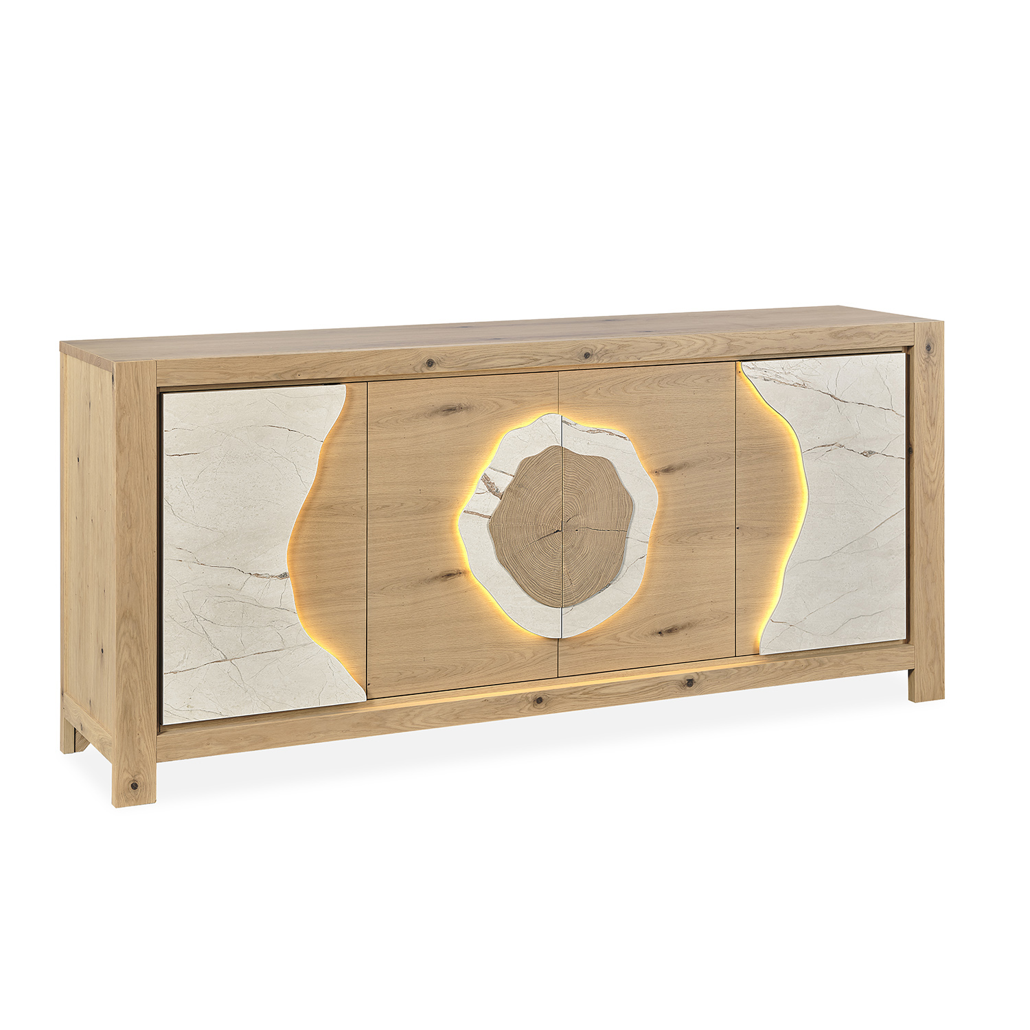 Enfilade 4 portes minérale beige Veiné - - Girardeau