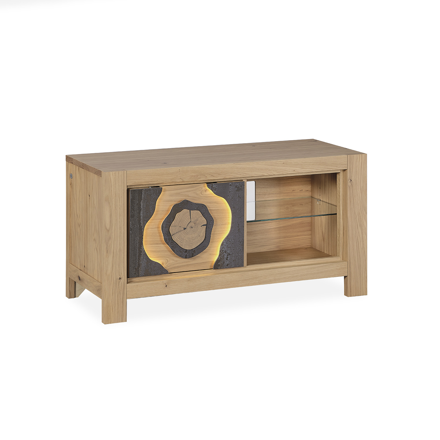 Meuble TV 1 porte brun panaché Minérale - Girardeau