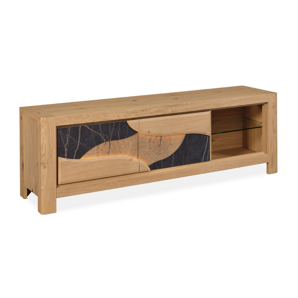 meuble tv 2 portes 1,85cm gris veiné cayola