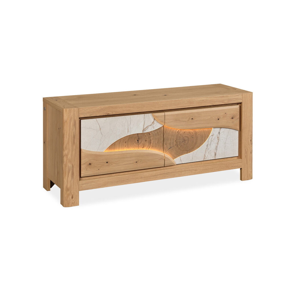 meuble tv 2 portes 1,36m cayola beige veiné