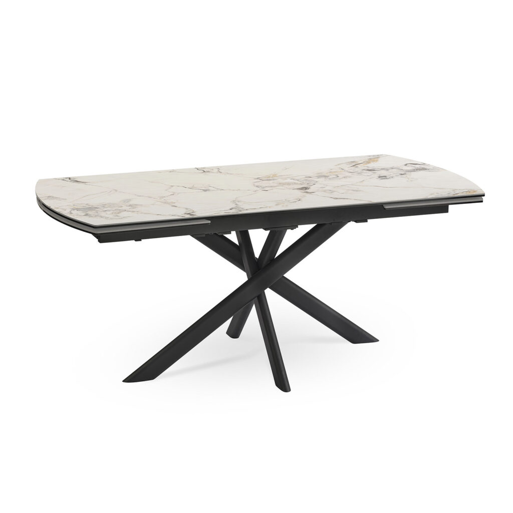Table calypso 180cm blanc veiné brillant