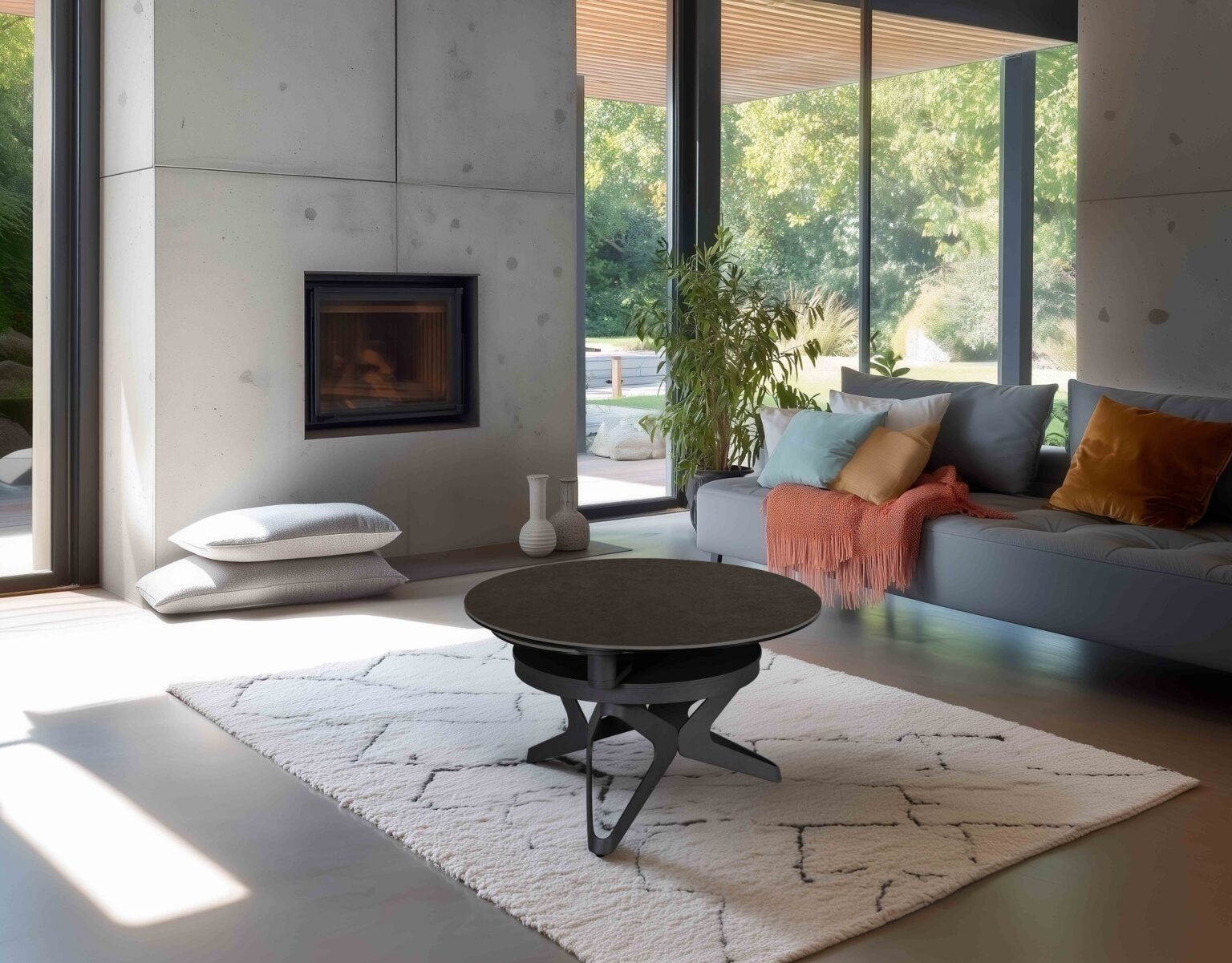 ambiance table de salon sydney iron satiné fermé