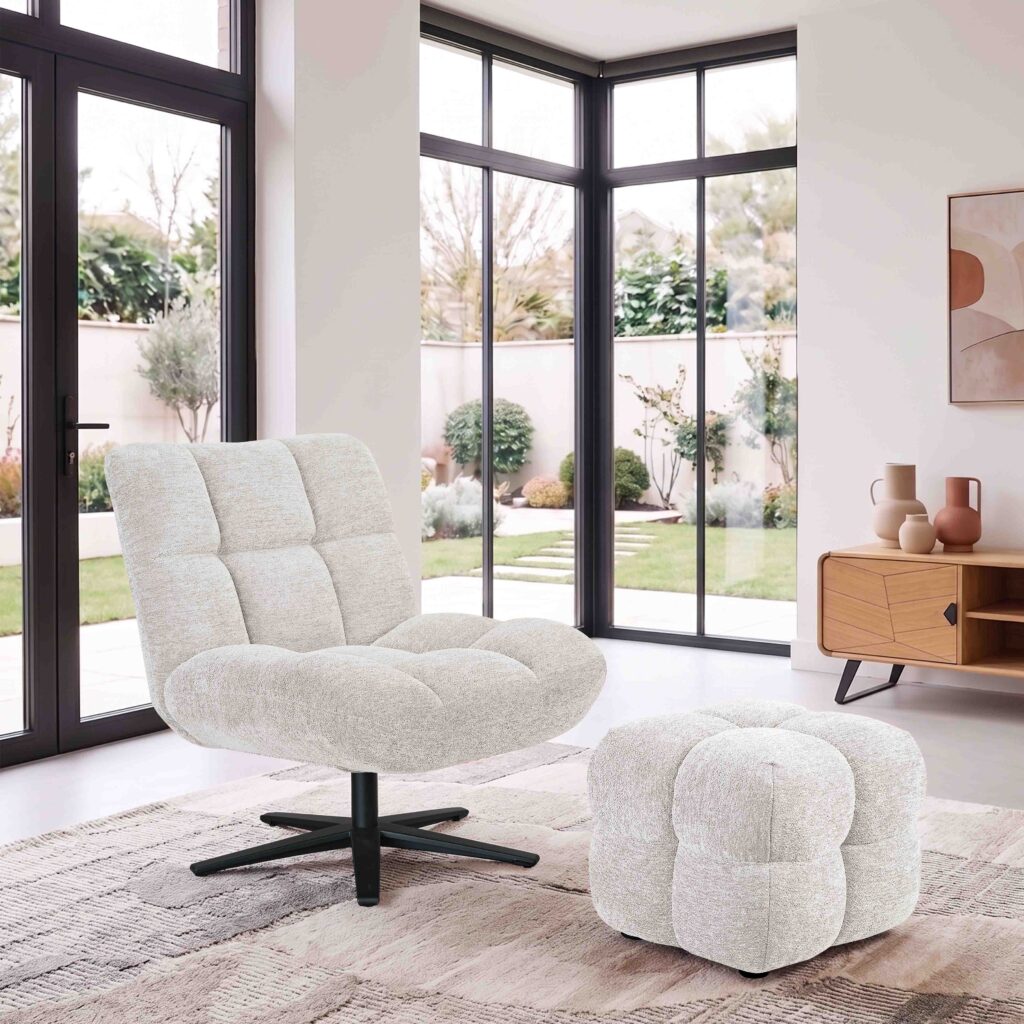 ambiance fauteuil angel'o pied étoile blanc + pouf