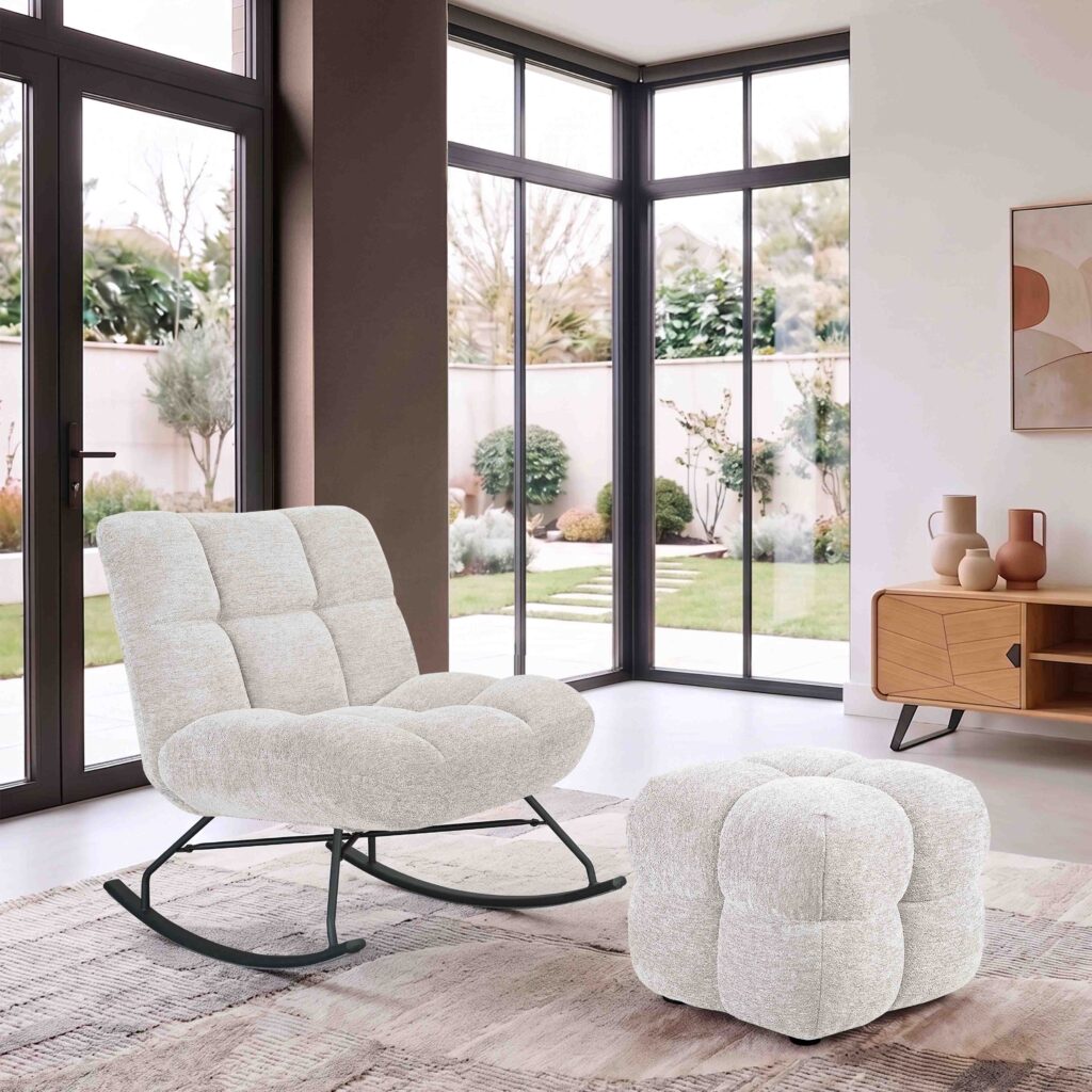 ambiance fauteuil angel'o blanc + pouf