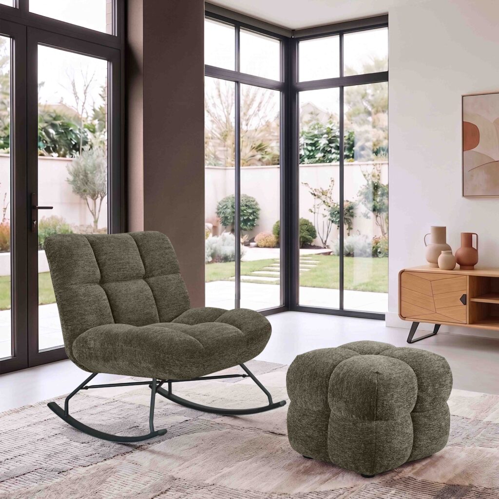 ambiance fauteuil angel'o vert + pouf
