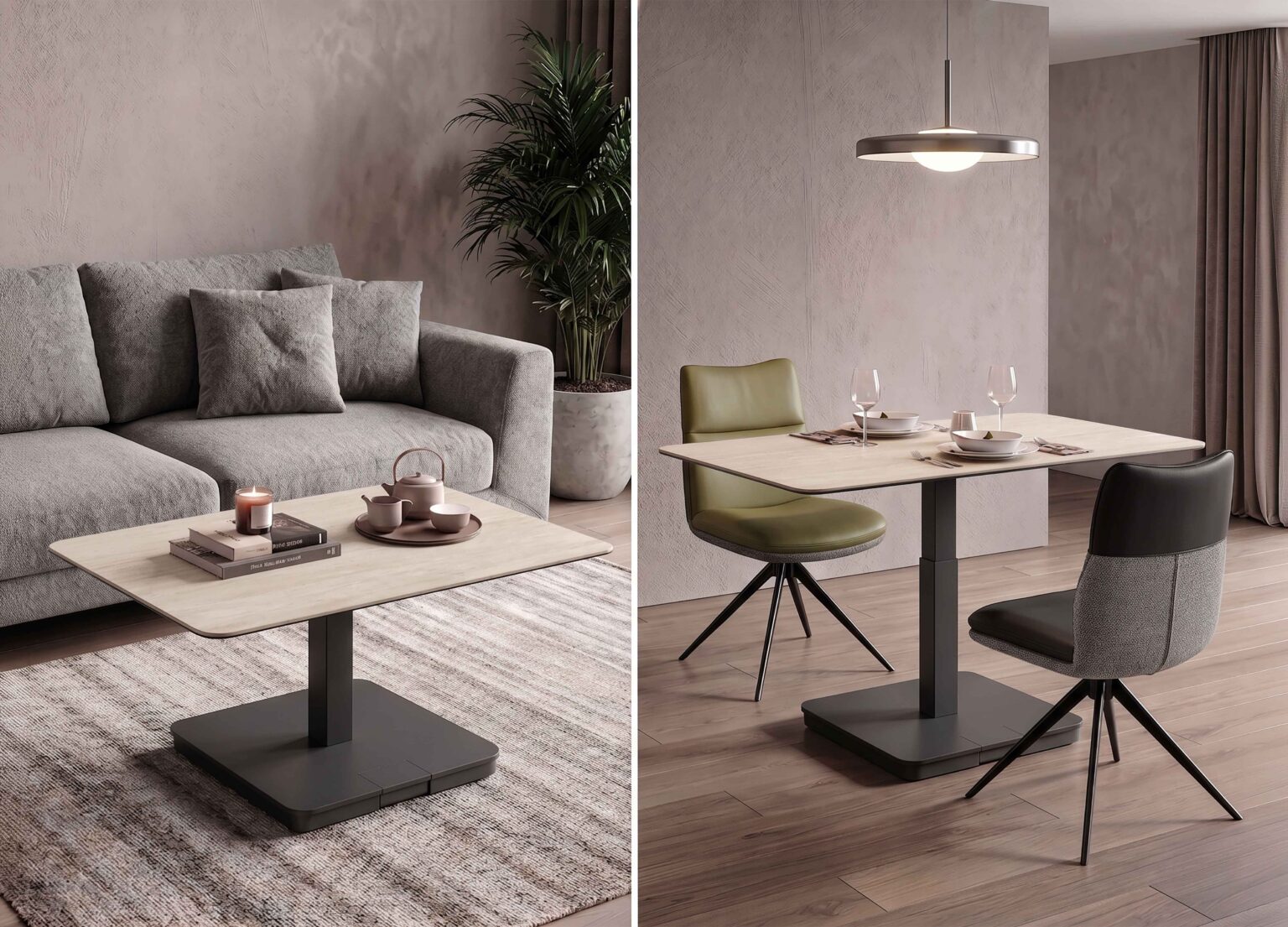 ambiance table de salon sicile travertin